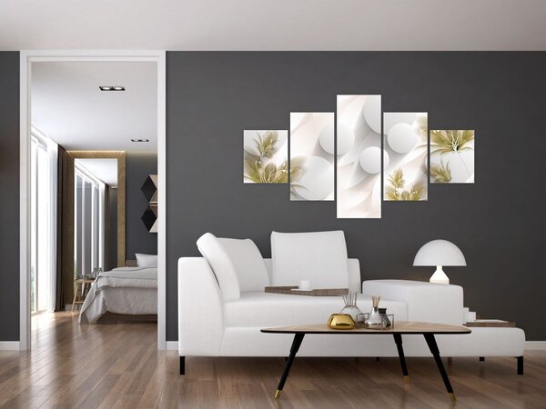 Obraz - 3D koła z kwiatami (125x70 cm)