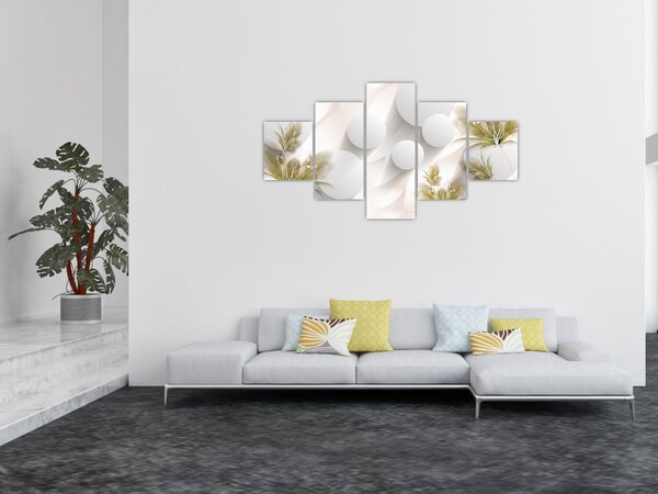 Obraz - 3D koła z kwiatami (125x70 cm)