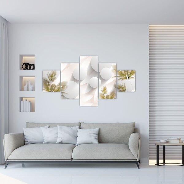 Obraz - 3D koła z kwiatami (125x70 cm)