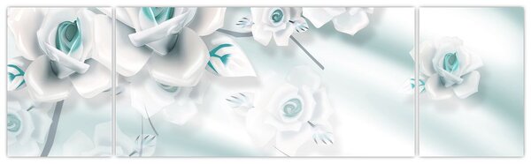 Obraz - Turkusowe kwiaty róży (170x50 cm)