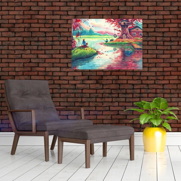 Obraz - Akwarela, Bay in a mountain village (70x50 cm)