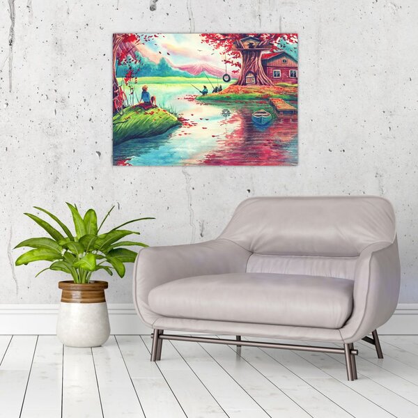 Obraz - Akwarela, Bay in a mountain village (70x50 cm)