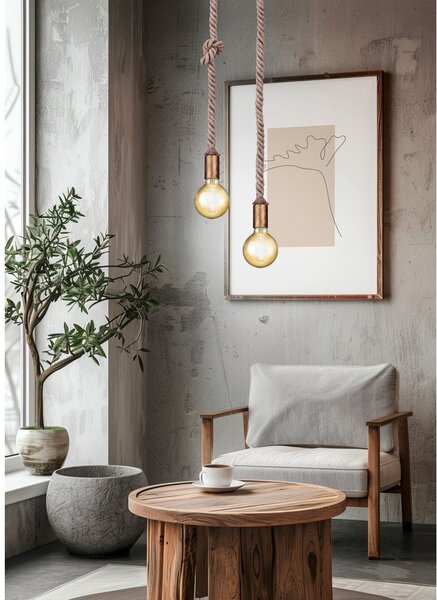 Lampa wisząca w kolorze mosiądzu ø 12 cm Rope – Trio