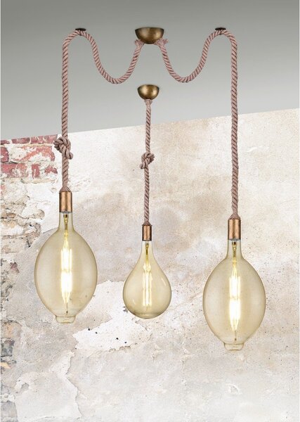 Lampa wisząca w kolorze mosiądzu ø 12 cm Rope – Trio