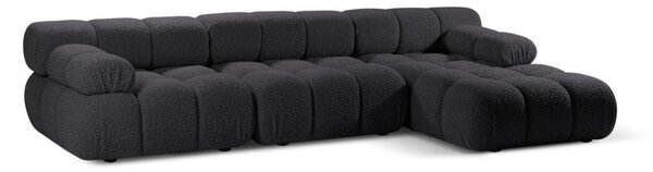 Antracytowy narożnik modułowy z materiału bouclé (prawostronny) Bellis – Micadoni Home