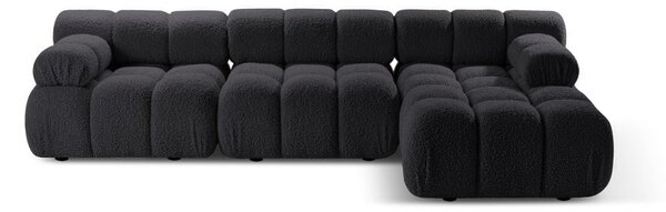 Antracytowy narożnik modułowy z materiału bouclé (prawostronny) Bellis – Micadoni Home