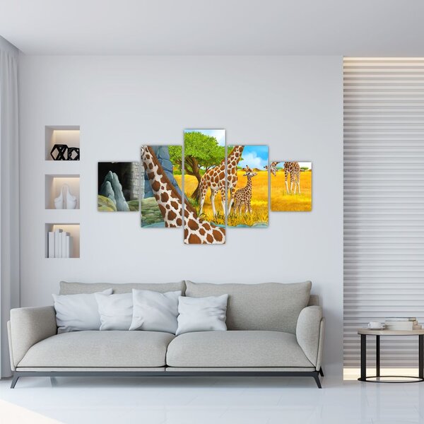 Obraz - Rodzina żyraf (125x70 cm)