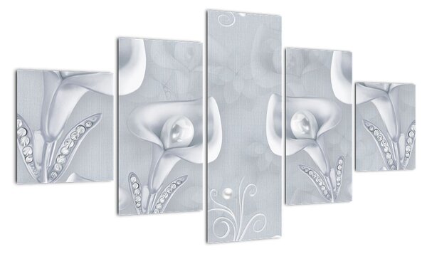 Obraz - Perłowe kwiaty (125x70 cm)