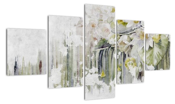 Obraz - Białe kwiaty, vintage (125x70 cm)