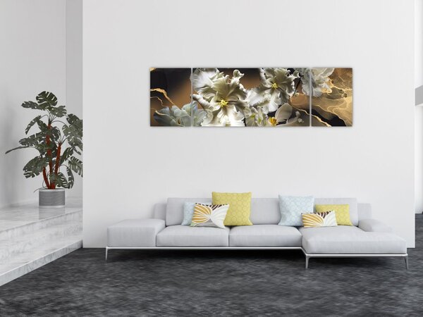 Obraz - Orchidea kwiaty na marmurowym tle (170x50 cm)