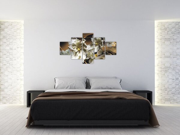 Obraz - Orchidea kwiaty na marmurowym tle (125x70 cm)