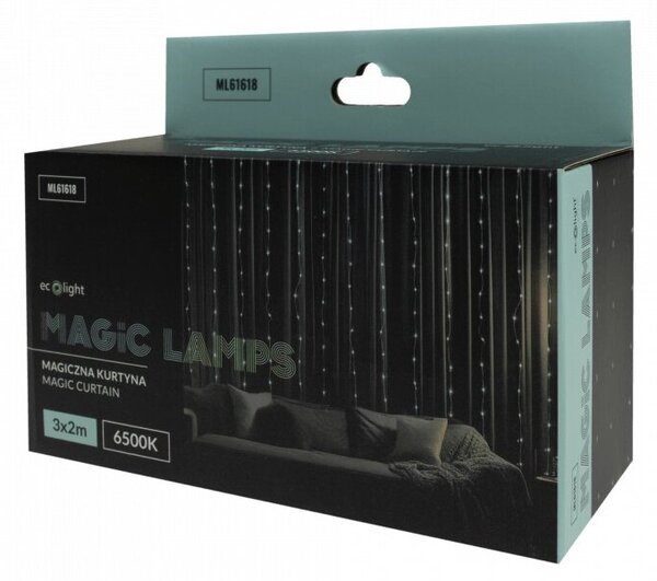 Kurtyna świetlna lampki świąteczne 400 LED 3x2m 6500K DC 5V MAGICZNE LAMPKI Ecolight