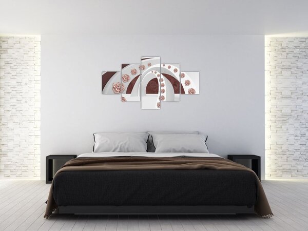 Obraz - Chmury 3D z kwiatami (125x70 cm)