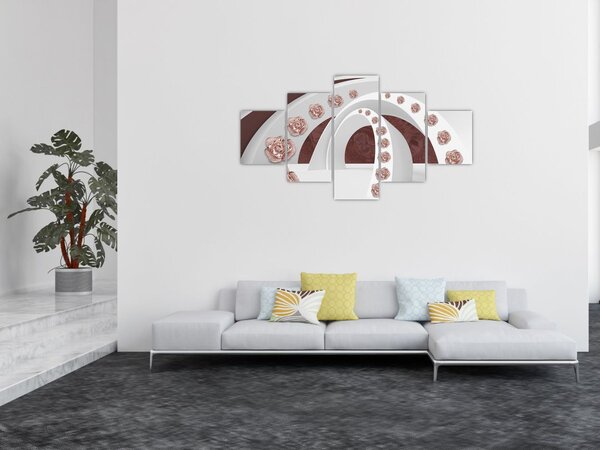 Obraz - Chmury 3D z kwiatami (125x70 cm)