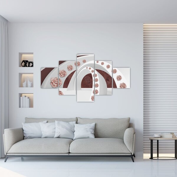 Obraz - Chmury 3D z kwiatami (125x70 cm)