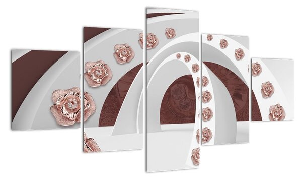 Obraz - Chmury 3D z kwiatami (125x70 cm)