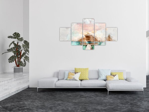 Obraz - Malediwy, drewniane molo (125x70 cm)