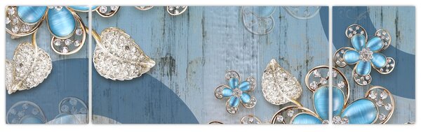 Obraz - Niebieskie kwiaty (170x50 cm)