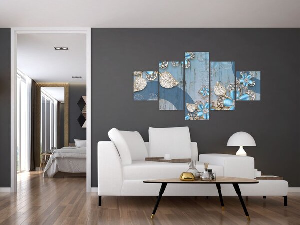 Obraz - Niebieskie kwiaty (125x70 cm)