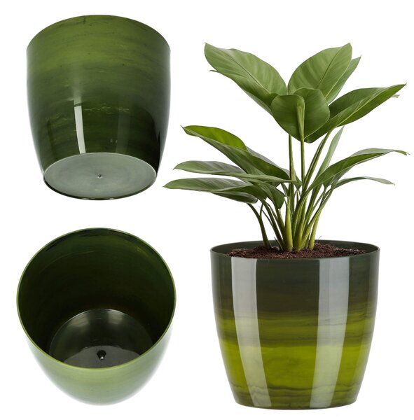 Doniczka na kwiaty Agen 14 cm, zielony marmur