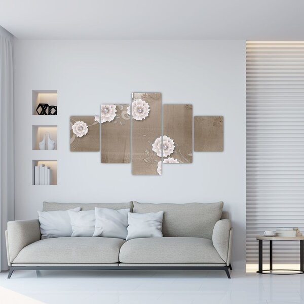 Obraz - Draperie z kwiatami (125x70 cm)