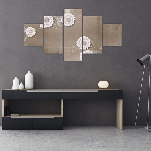 Obraz - Draperie z kwiatami (125x70 cm)