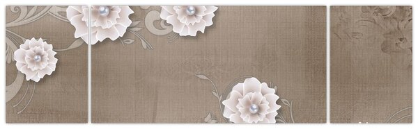 Obraz - Draperie z kwiatami (170x50 cm)
