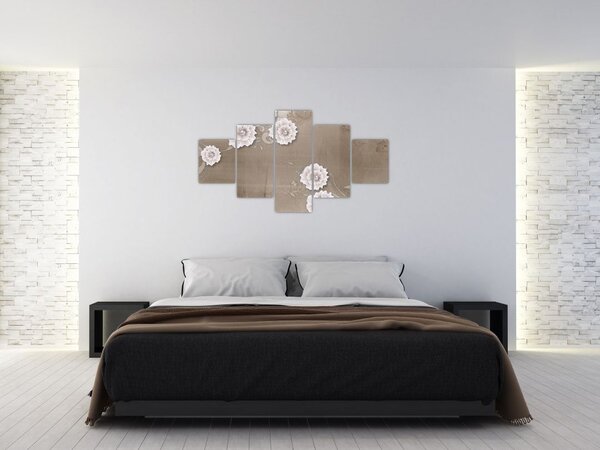 Obraz - Draperie z kwiatami (125x70 cm)