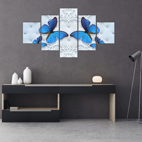 Obraz - Niebieskie motyle (125x70 cm)
