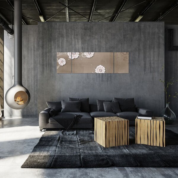 Obraz - Draperie z kwiatami (170x50 cm)