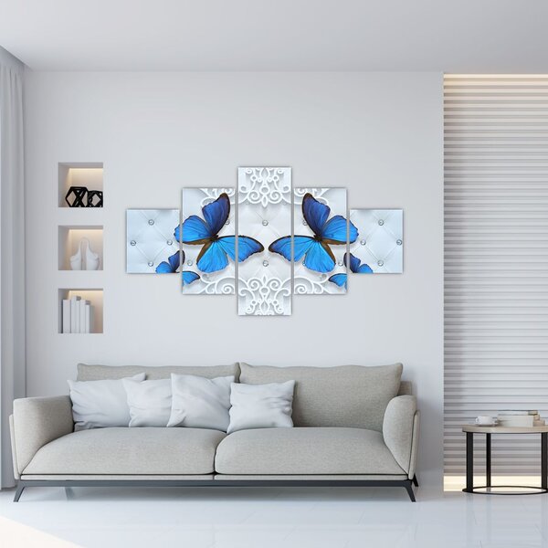 Obraz - Niebieskie motyle (125x70 cm)