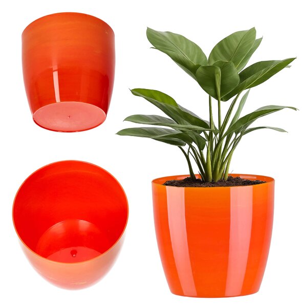 Doniczka na kwiaty Agen 14 cm, pomarańczowy marmur