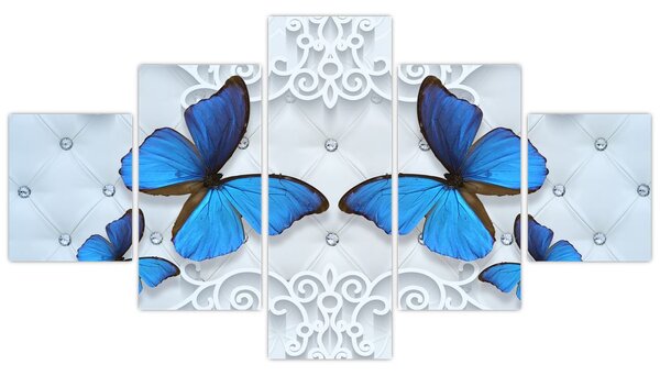 Obraz - Niebieskie motyle (125x70 cm)
