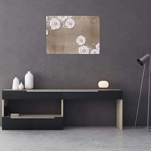 Obraz - Draperie z kwiatami (70x50 cm)