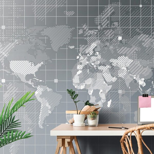 Samoprzylepna tapeta kreślona mapa świata