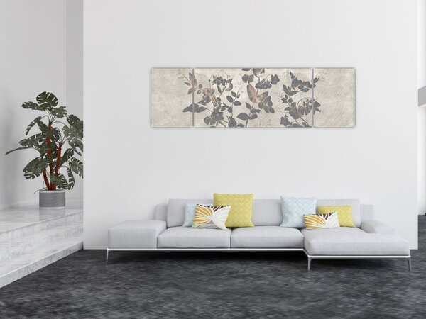Obraz - Teksturowane liście (170x50 cm)