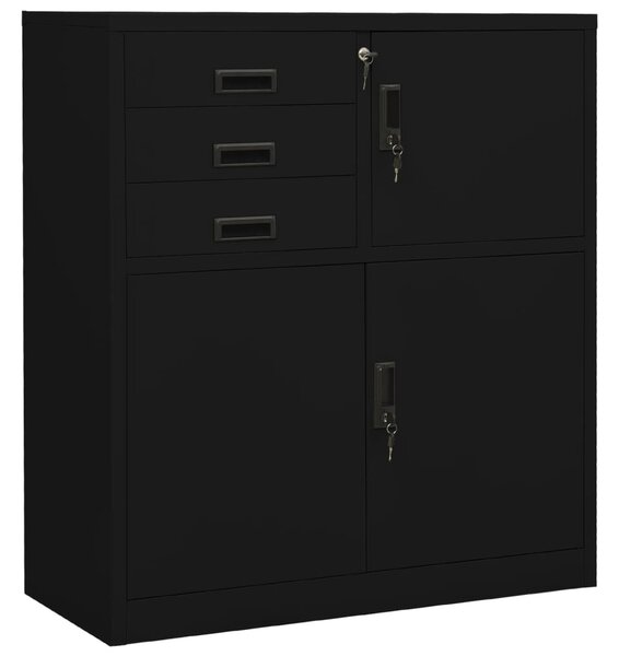 Szafka biurowa, czarna, 90x40x102 cm, stalowa