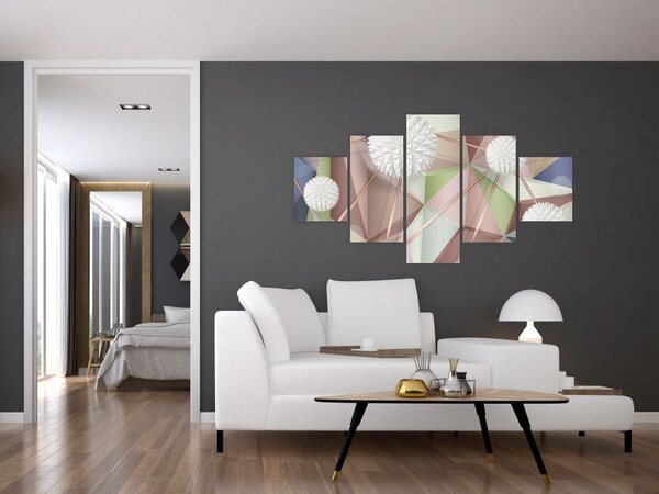 Obraz - Abstrakcja 3D w pastelowych kolorach (125x70 cm)