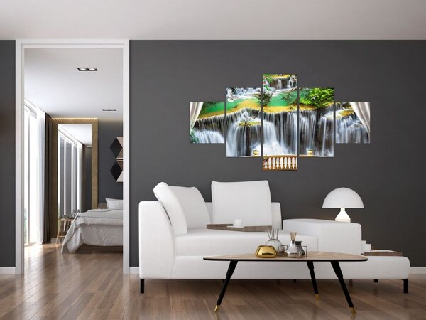 Obraz - Widok magicznych wodospadów (125x70 cm)