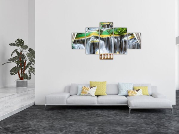 Obraz - Widok magicznych wodospadów (125x70 cm)