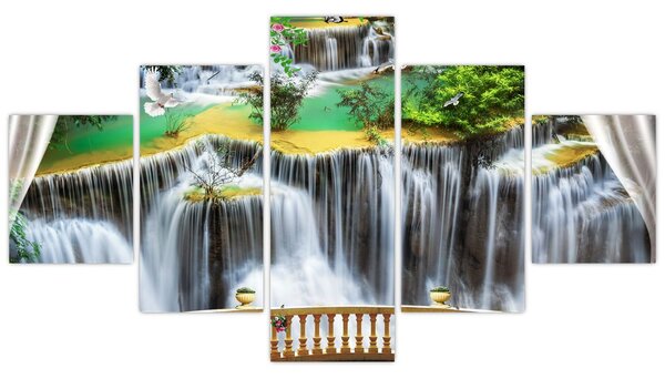 Obraz - Widok magicznych wodospadów (125x70 cm)