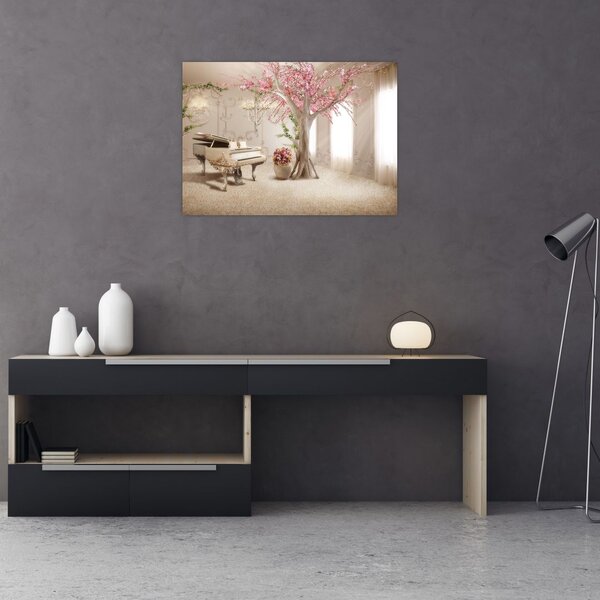 Obraz - Wymarzone wnętrze z fortepianem (70x50 cm)