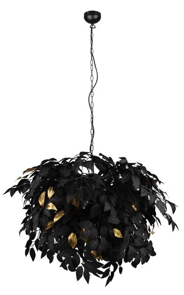 Czarna metalowa lampa wisząca z plastikowym kloszem ø 70 cm Leavy – Reality