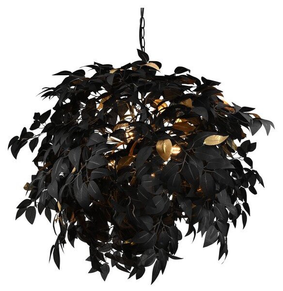 Czarna metalowa lampa wisząca z plastikowym kloszem ø 70 cm Leavy – Reality