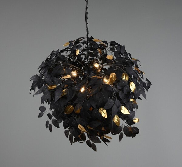 Czarna metalowa lampa wisząca z plastikowym kloszem ø 70 cm Leavy – Reality