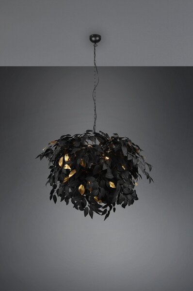 Czarna metalowa lampa wisząca z plastikowym kloszem ø 70 cm Leavy – Reality