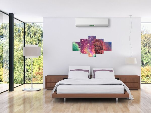 Obraz - Statek z kosmicznym niebem (125x70 cm)