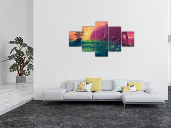 Obraz - Obraz olejny, Podróż do fantastycznego królestwa (125x70 cm)