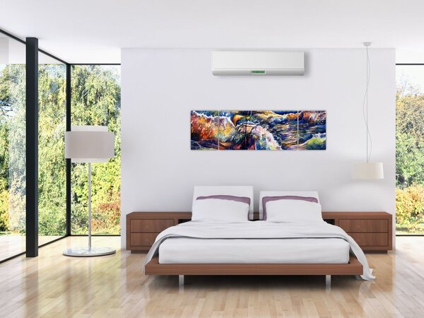Obraz - Statek na falach oceanu, akwarela (170x50 cm)