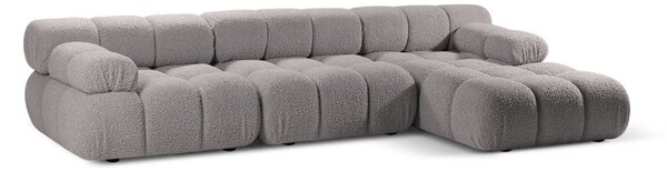 Jasnoszary narożnik modułowy z materiału bouclé (prawostronny) Bellis – Micadoni Home